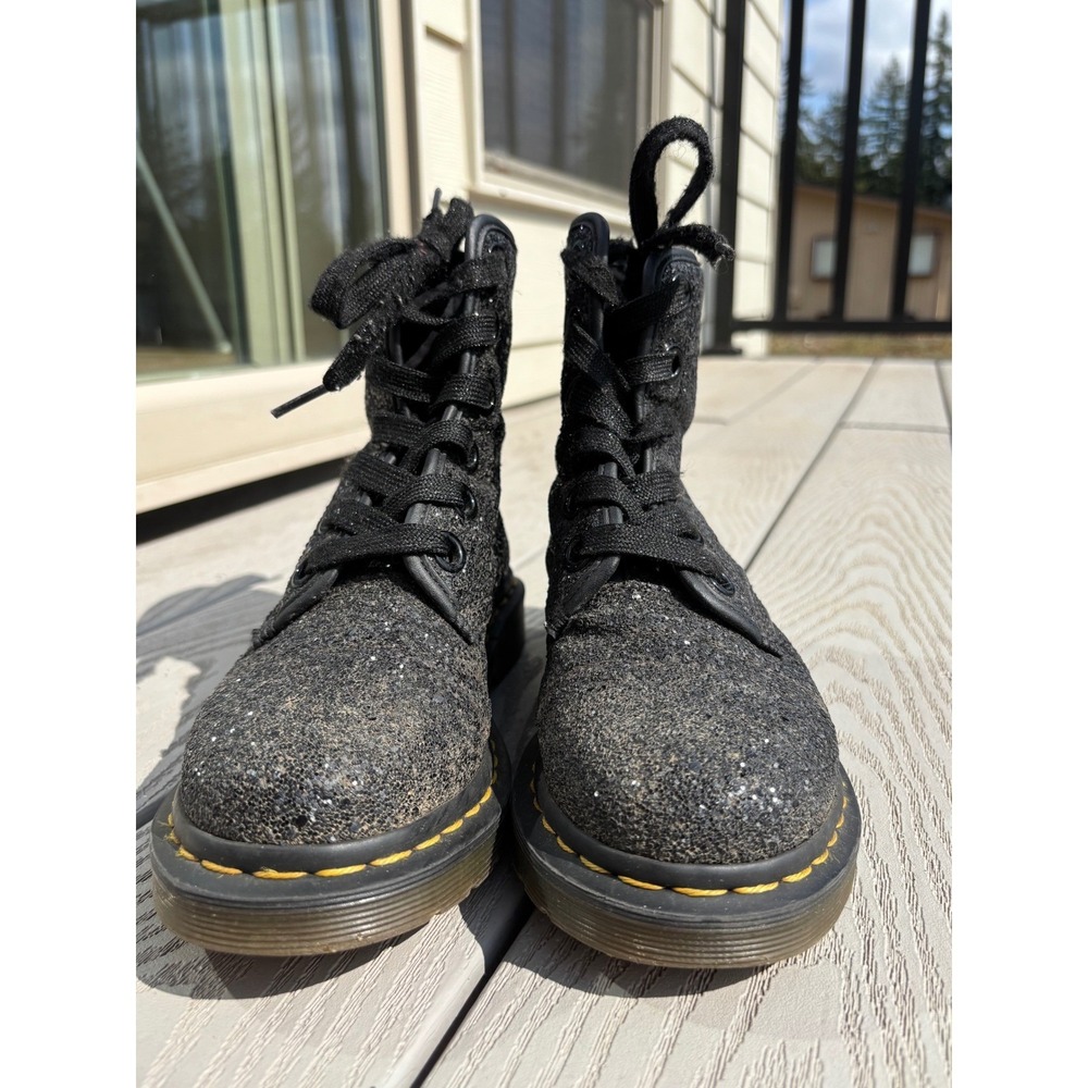 Dr. Martens 1460 Farrah Glitter Lace Up Ankle Boots Combat Black Women's US 7 - Picture 5 of 10